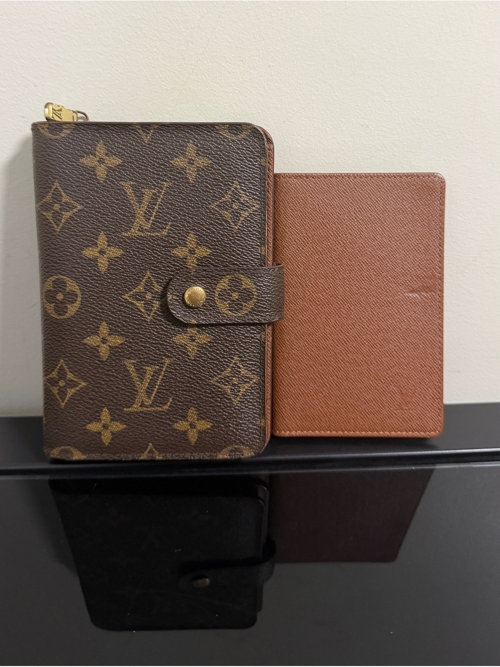 Louis Vuitton Monogram Coated Canvas Wallet with passport cover insert authentic